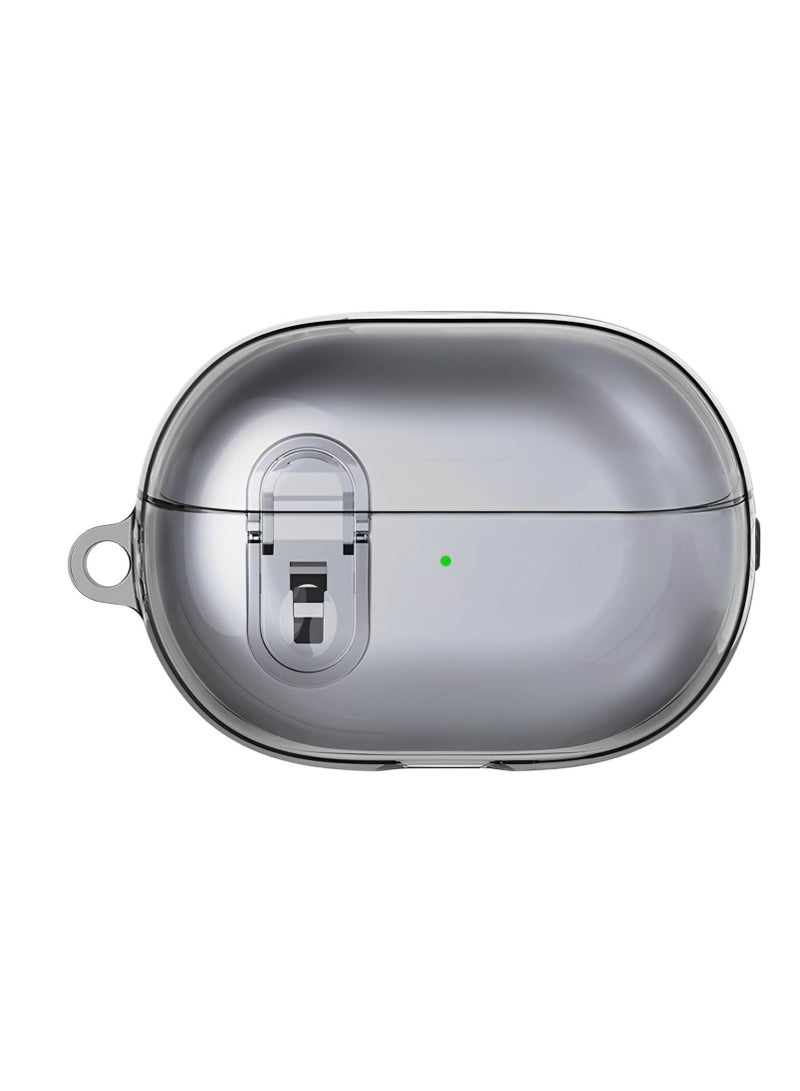 Case Protective for Huawei Freebuds Pro 3 / Pro 4 cover Heavy Duty with Carabiner Ring Keychain Clear Case (Clear Black) - Image 1