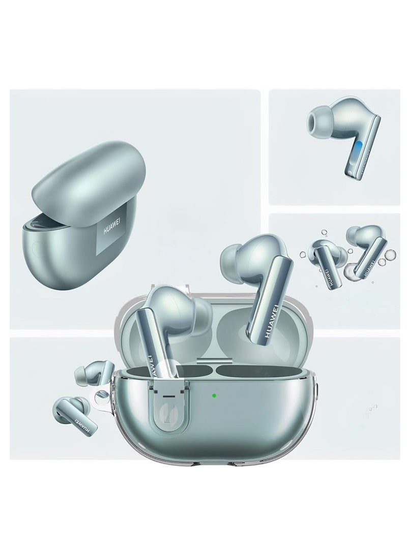 Case Protective for Huawei Freebuds Pro 3 / Pro 4 cover Heavy Duty with Carabiner Ring Keychain Clear Case (Clear Black) - Image 3