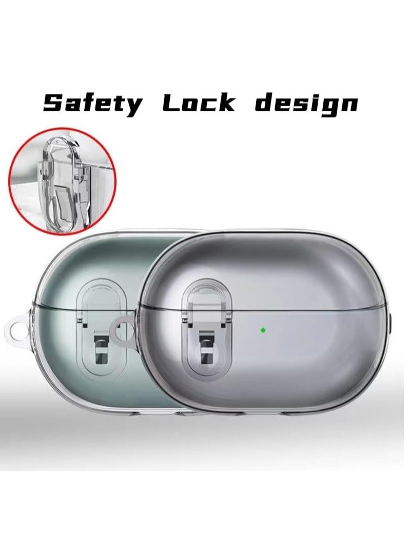 Case Protective for Huawei Freebuds Pro 3 / Pro 4 cover Heavy Duty with Carabiner Ring Keychain Clear Case (Clear Black) - Image 5