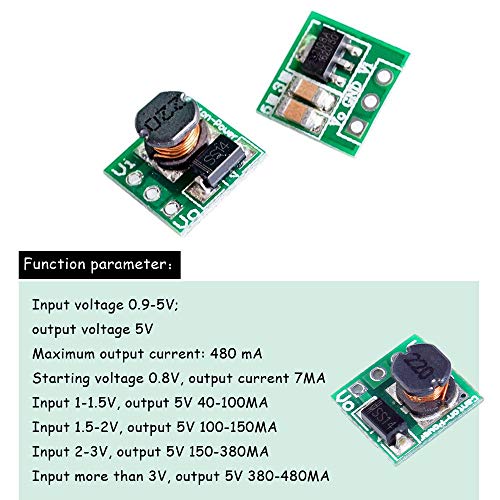 Comidox 1.5V 1.8V 2.5V 3V 3.3V 3.7V 4.2V to 5V DC-DC Step Up Power Module Voltage Boost Converter Board 0.9-5V to 5V 5PCS - Image 3
