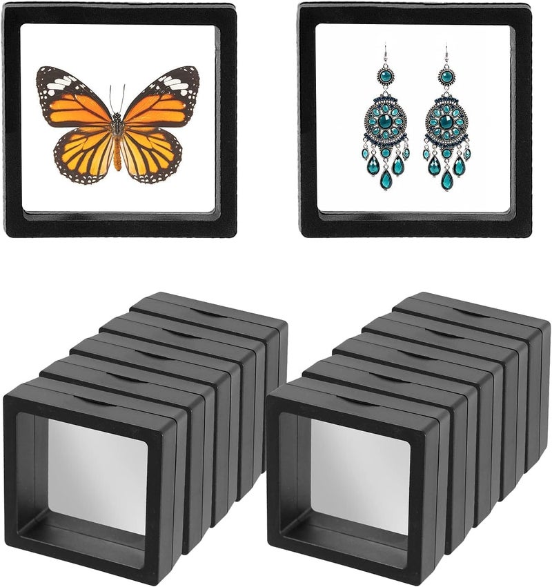 Toxen 3D Floating Display Case Display Frames for Badge Challenge Coins Jewelry Shells Gems Travel Jewelry Box PE Film AntiOxidation Display Box Color As per Availability 15PCs - Image 1