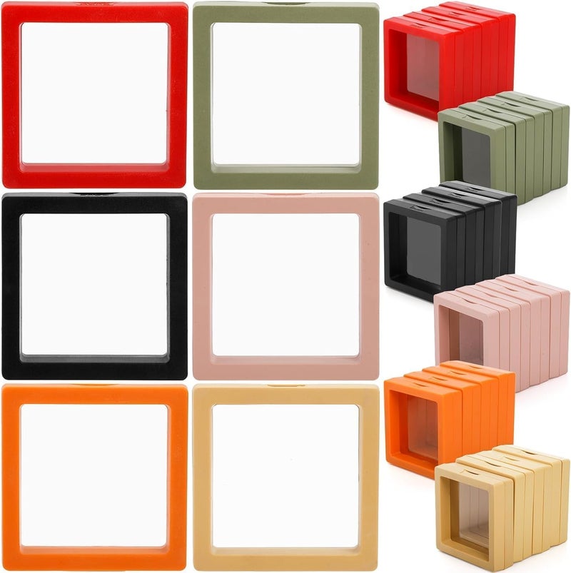 Toxen 3D Floating Display Case Display Frames for Badge Challenge Coins Jewelry Shells Gems Travel Jewelry Box PE Film AntiOxidation Display Box Color As per Availability 15PCs - Image 3