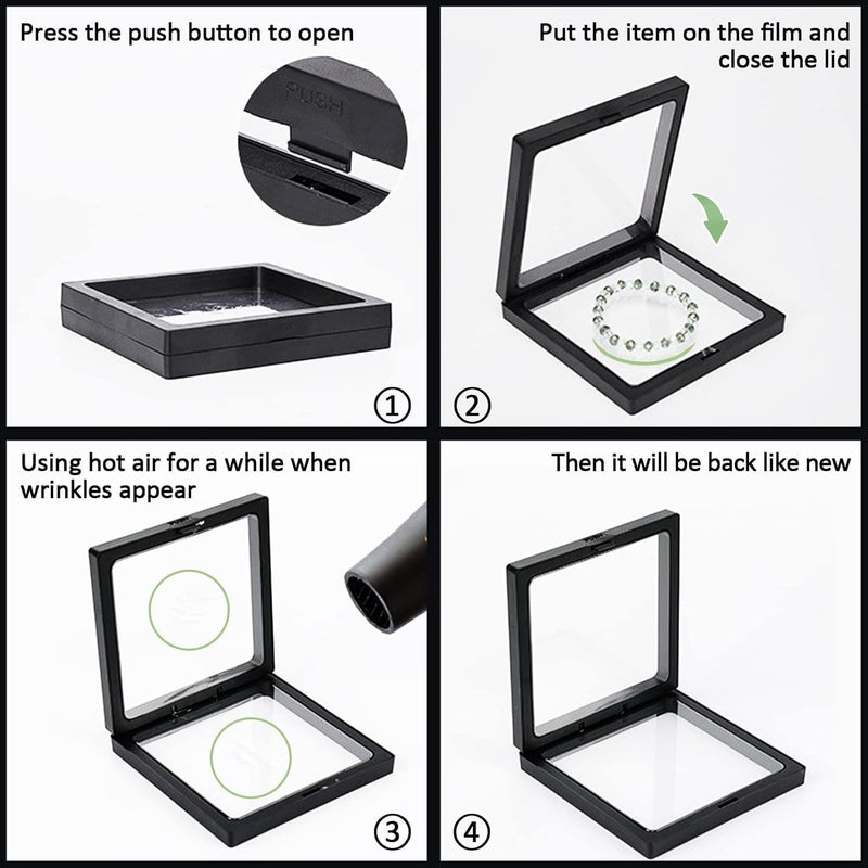 Toxen 3D Floating Display Case Display Frames for Badge Challenge Coins Jewelry Shells Gems Travel Jewelry Box PE Film AntiOxidation Display Box Color As per Availability 15PCs - Image 2
