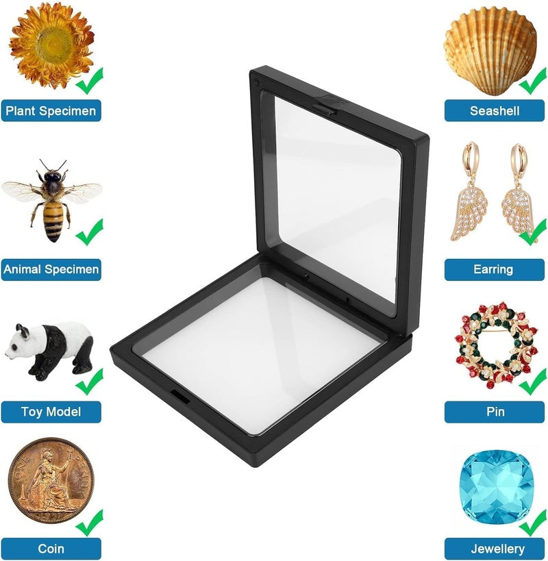 Toxen 3D Floating Display Case Display Frames for Badge Challenge Coins Jewelry Shells Gems Travel Jewelry Box PE Film AntiOxidation Display Box Color As per Availability 15PCs - Image 5