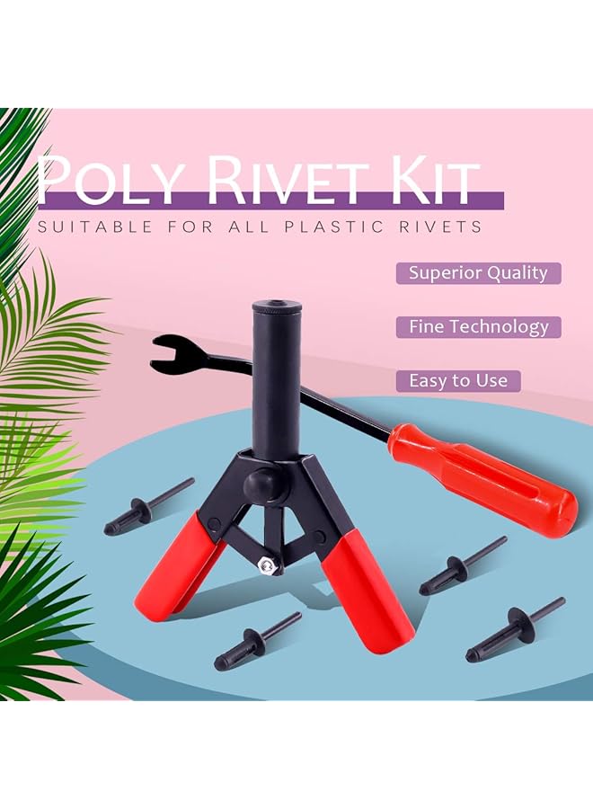 41Pcs Poly Rivet Gun Set With 1Pcs Rivet Removal Tool, Poly Rivet Tool For All Plastic Rivets Safe Metal Or Plastic Clips Removal - Free Fastener Remover Included - Image 5