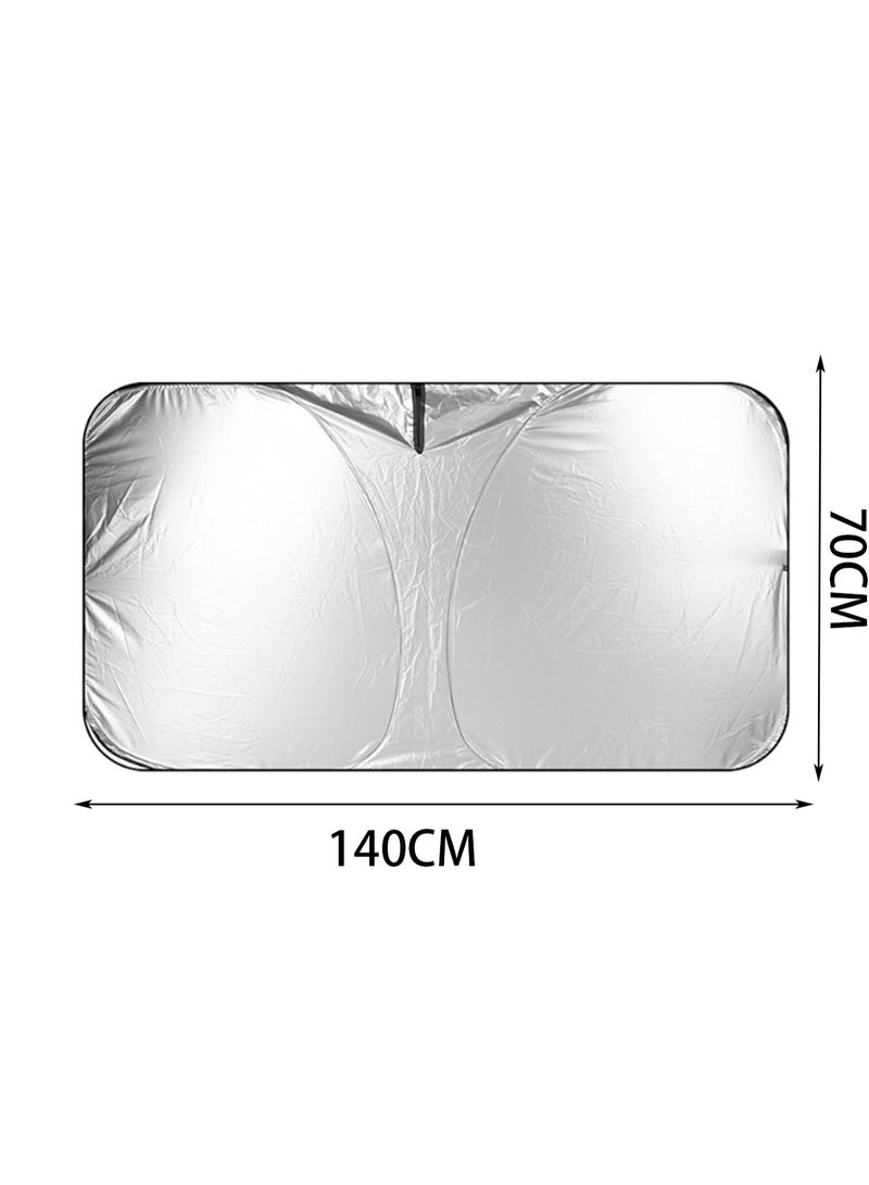 140*70cm Titanium Silver Small Windshield Sunshade Accessories Foldable Sunshade Reflective Blocking Heat Sun Protection Suitable For Cars, Suvs, Commercial Vehicles - Image 2