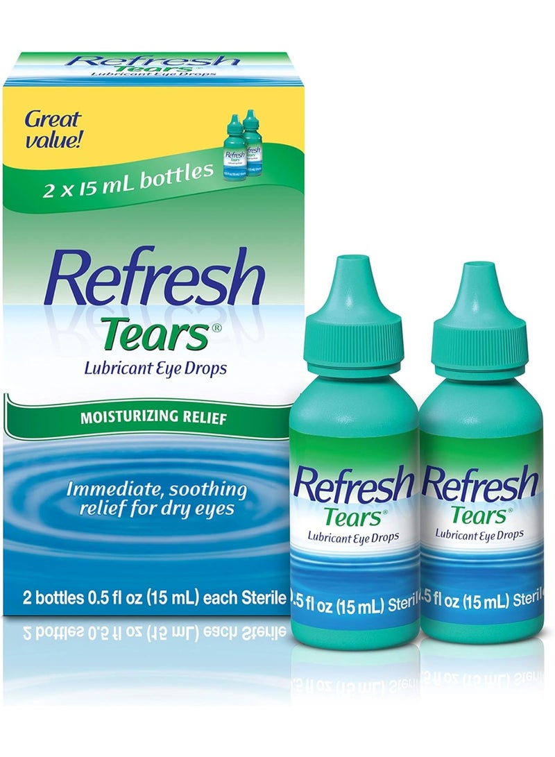 Refresh Tears, Lubricant Eye Drops, 2 Bottles .5 fl oz (15 ml) - Image 1