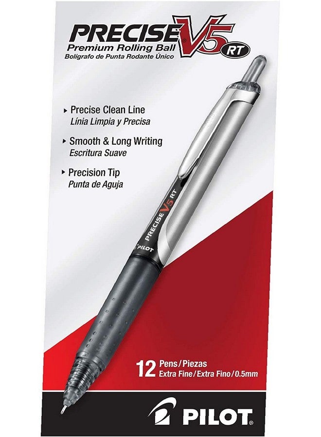 بايلوت أقلام حبر جاف بايلوت بريسايز V5 RT قابلة لإعادة التعبئة والسحب، ذات رأس رفيع للغاية 0.5 مم، لون أسود، عبوة من 12 قلمًا - Image 1