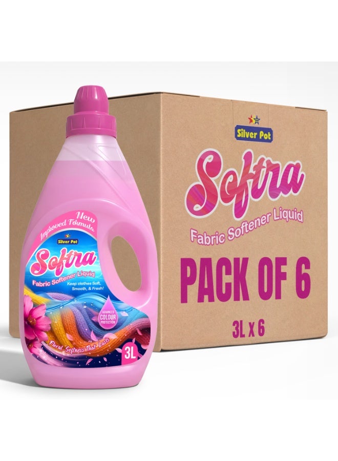 منعم الأقمشة سيلفر بوت سائل برائحة الزهور الوردية 3 لتر (عبوة من 6)