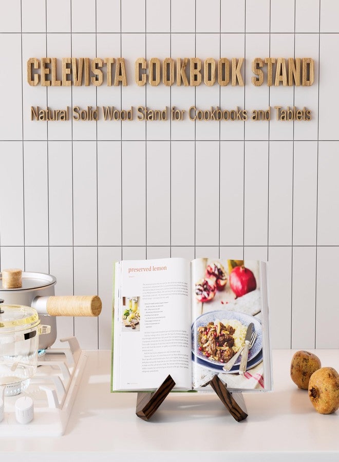 CeleVista Cookbook Stand for Kitchen, Counter Cook Book Holder, Book Stands Display, for Recipe, Photo, iPad, Kitchen, Plate, Gifts(Rustic Brown) - Image 3