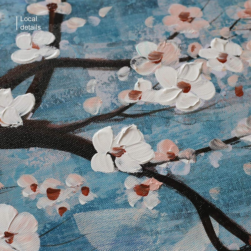 amatop 3 Piece Wall Art Hand-Painted Framed Flower Oil Painting On Canvas Gallery Wrapped Modern Floral Artwork for Living Room Bedroom DÃ©cor Teal Blue Lake Ready to Hang 12"x16"x3 panel - Image 3