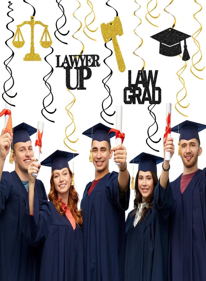 Maicaiffe Lawyer Graduation Hanging Swirl Decorations - Glitter 17 Pcs Congrats Lawyer Party Supplies - Law Grad Streamers - Case Closed Lawyer Up Law School Graduation Foil Swirls Ceiling Decorations - Image 5