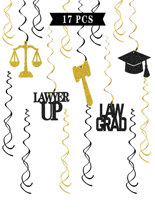 Maicaiffe Lawyer Graduation Hanging Swirl Decorations - Glitter 17 Pcs Congrats Lawyer Party Supplies - Law Grad Streamers - Case Closed Lawyer Up Law School Graduation Foil Swirls Ceiling Decorations - Image 1