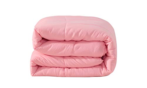 EVOLIVE All Season Pre Washed Soft Microfiber White Goose Down Alternative Comforter with Box Stitching (Pink, Twin) - Image 3