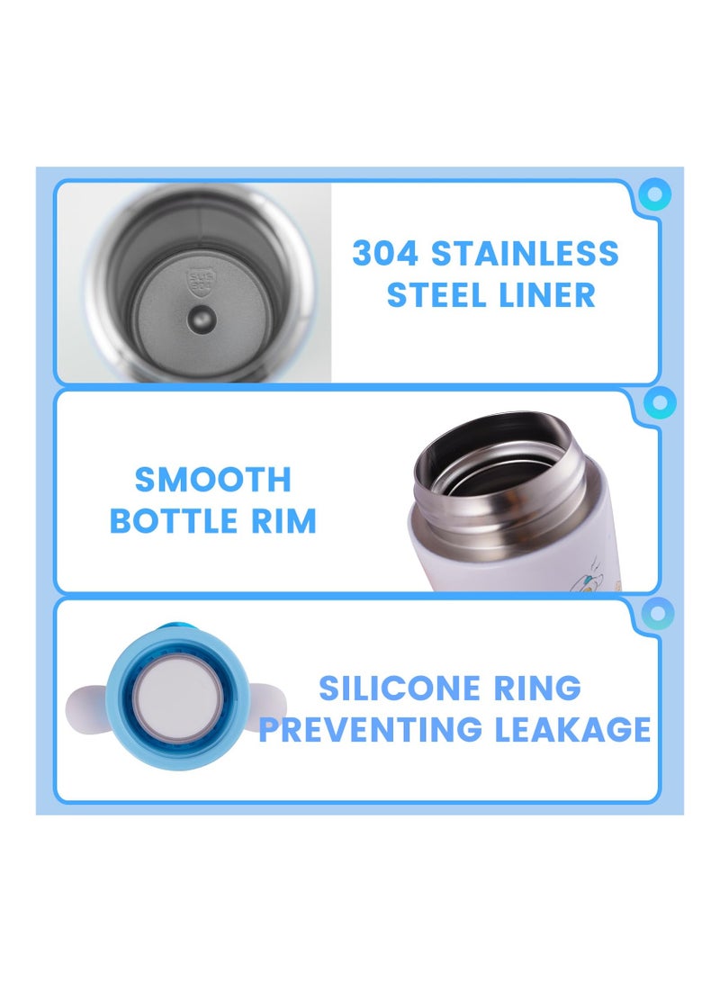 Kawaii Water Bottle Thermo's Cup Cartoon Vacuum Insulated Stainless Steel Water Bottle 350ml (White) - Image 2