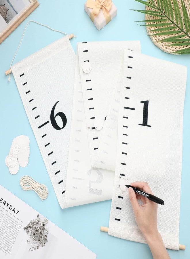 Knitgrip 102 Pcs Canvas Growth Chart for Kids Baby with a Marker, 50 Round Labels and 50 Pin, 79" x 8" Height Measurement Ruler Hanging Removable Growth Tracker Fabric Boy Girl Room Nursery Wall Decor - Image 5