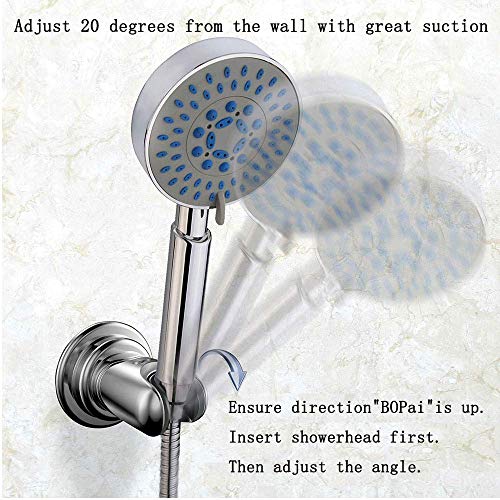 BOPai Vacuum Suction Cup Shower Head Holder, Adjustable 20 Degrees from The Wall - Chrome - Image 5