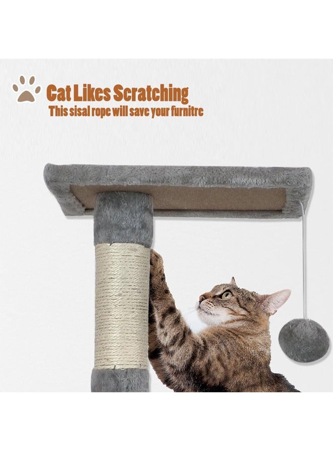 MAJIBAO Cat tree House & Scratching Post for Multiple Cats, Natural Scratching, Cat Play & Rest, Cozy Cat Scratching, Cat Condo, Grey Color, 80cm height - Image 3