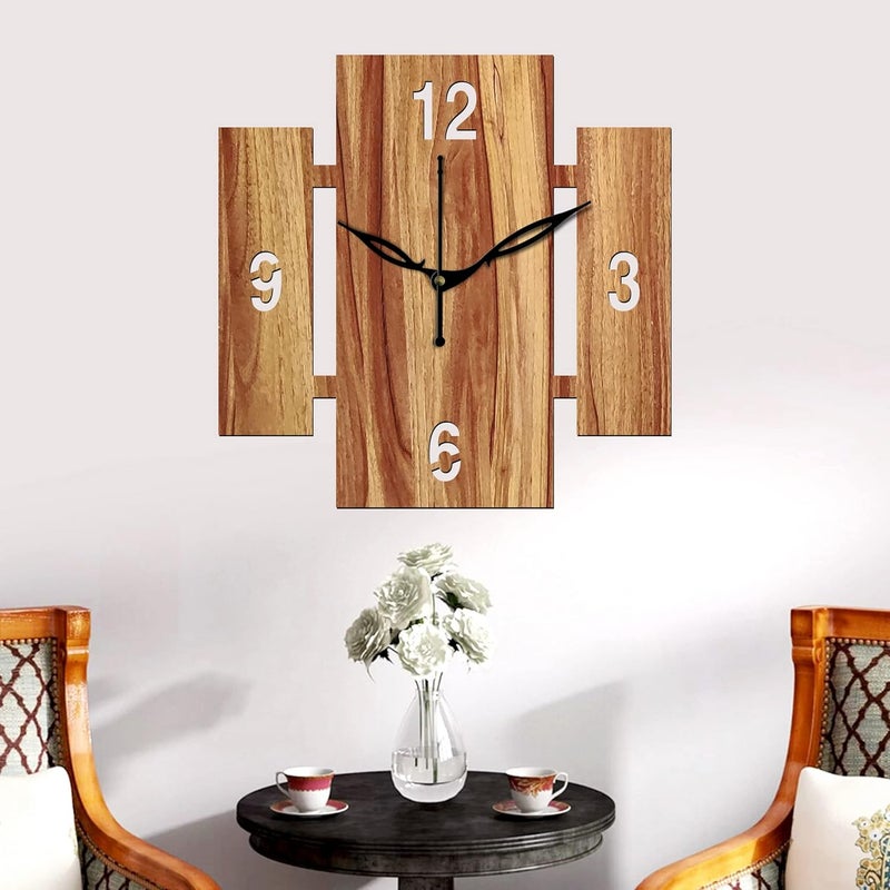 Freny Exim 12 Inch Wooden MDF English Numeral Square Wall Clock Without Glass Beige 30cm x 30cm 14 - Image 3