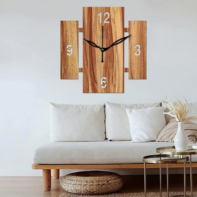 Freny Exim 12 Inch Wooden MDF English Numeral Square Wall Clock Without Glass Beige 30cm x 30cm 14 - Image 2