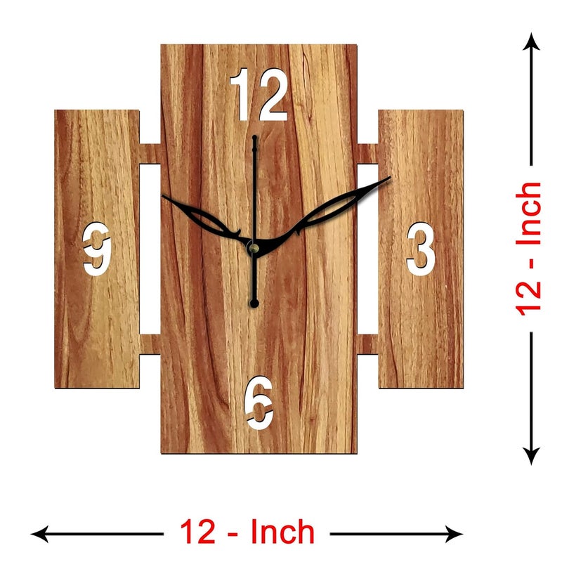 Freny Exim 12 Inch Wooden MDF English Numeral Square Wall Clock Without Glass Beige 30cm x 30cm 14 - Image 4