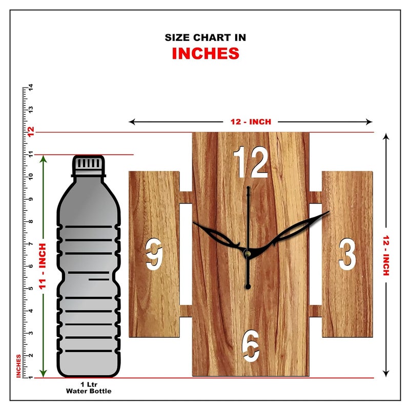 Freny Exim 12 Inch Wooden MDF English Numeral Square Wall Clock Without Glass Beige 30cm x 30cm 14 - Image 5