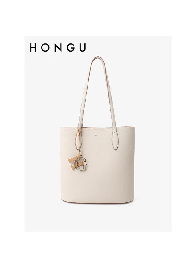 Hongu Honggu Leather Handbag For Women, Bucket Bag, Crossbody Large Capacity Shoulder Bag, Commuter Tote Bag, Qixi Gift For Girlfriend - Image 3