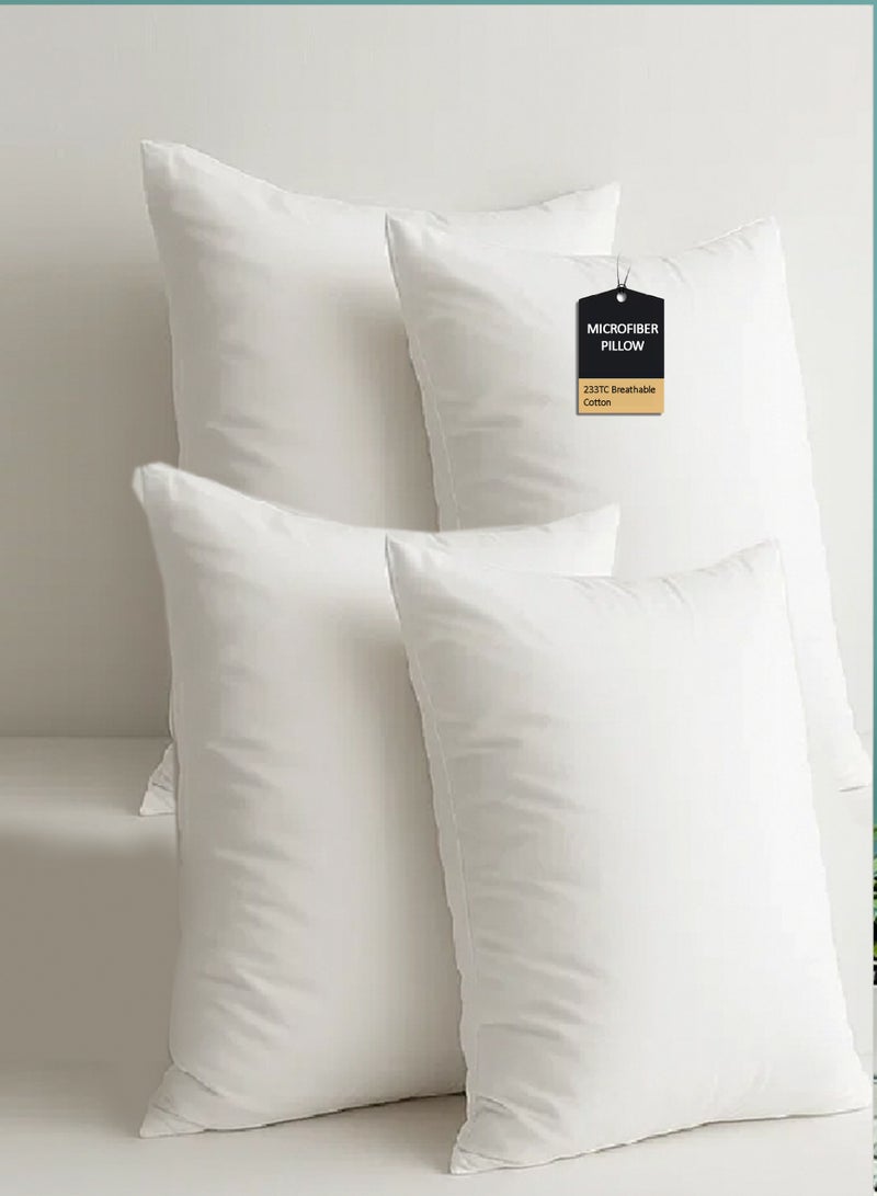 Pearl Coast وسادة ميكروفايبر مضادة للحساسية – 50x80 سم – حشوة 700 جرام – غطاء قطن قابل للتنفس 233TC – دعم ناعم للنائمين ذوي الحساسية عبوة من 4 - Image 1