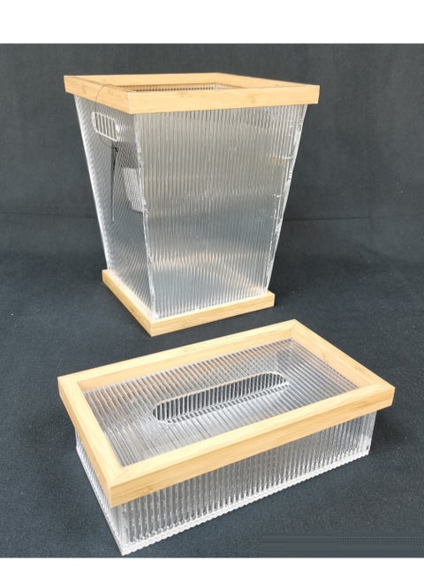 Acrylic Waste Bin And Tissue Box Set