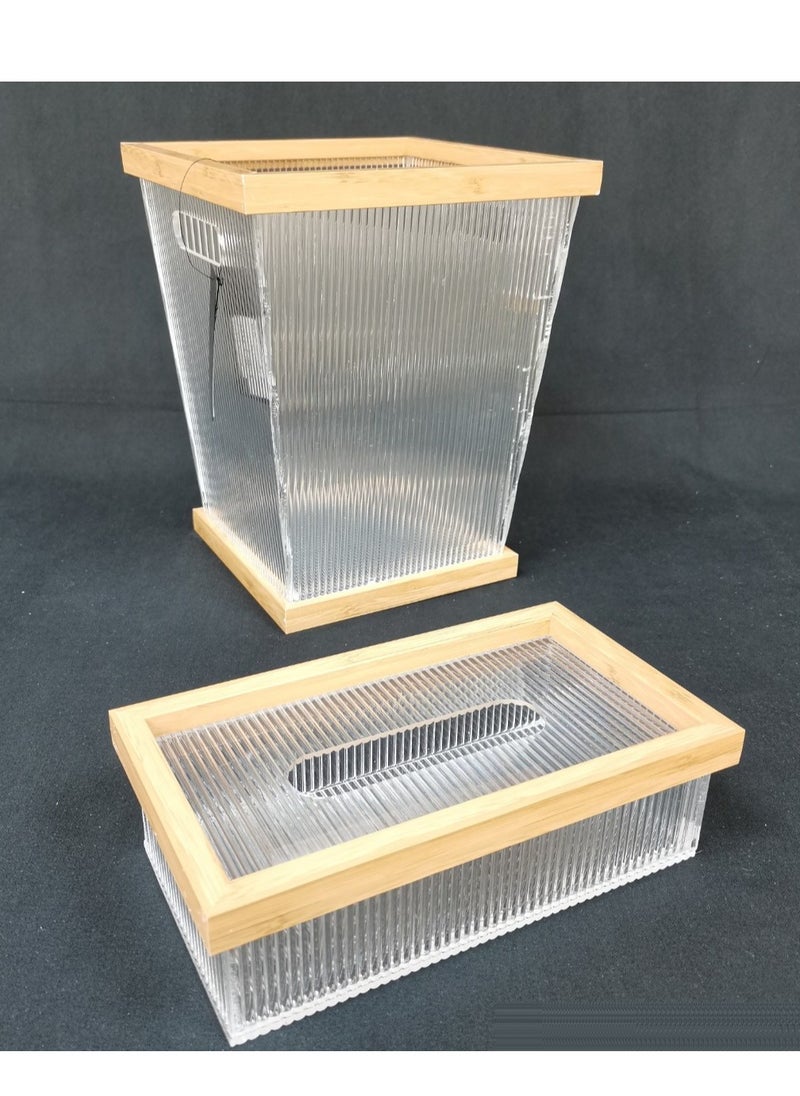 Acrylic Waste Bin And Tissue Box Set