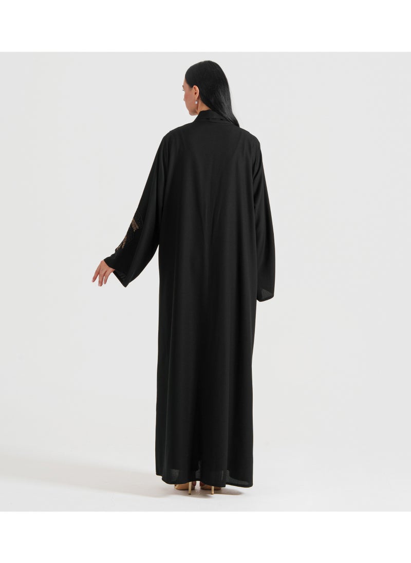 Rosette Abaya Abaya with Leaves dantil embroidery Cutting  - Image 3
