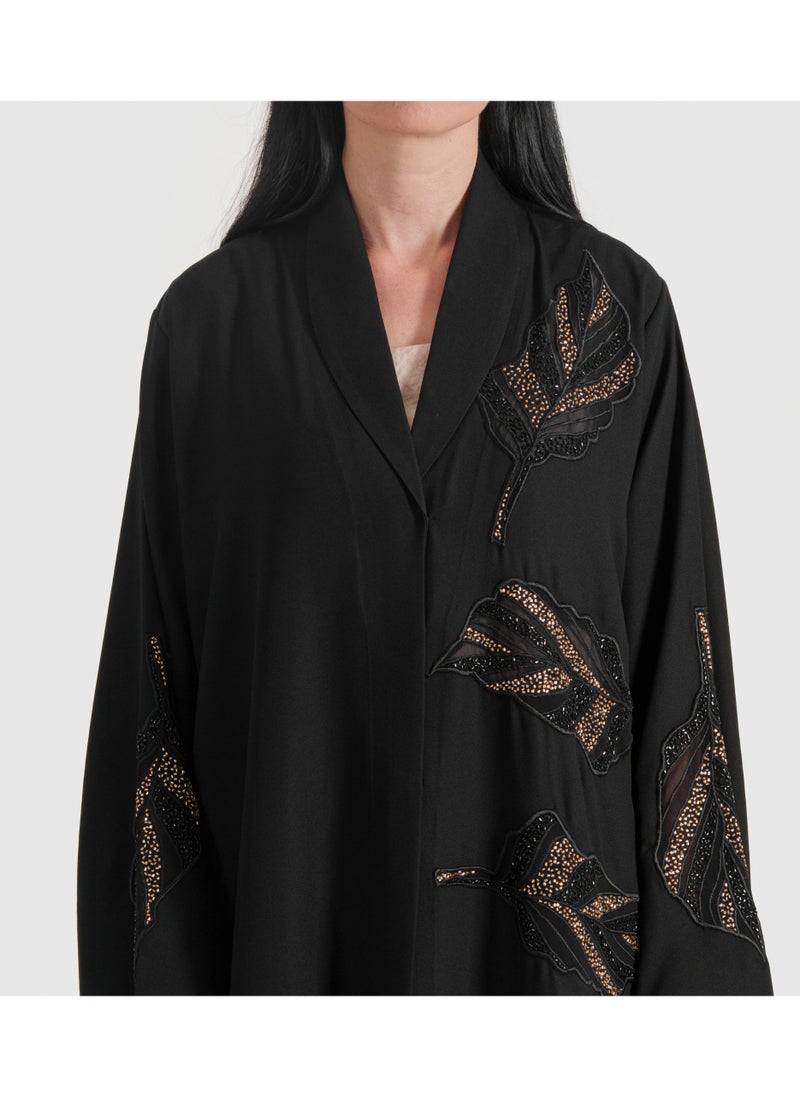 Rosette Abaya Abaya with Leaves dantil embroidery Cutting  - Image 2