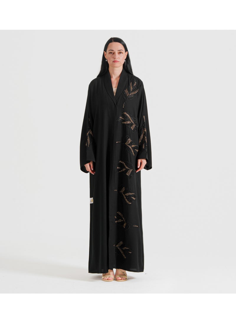 Rosette Abaya Abaya with Leaves dantil embroidery Cutting  - Image 1