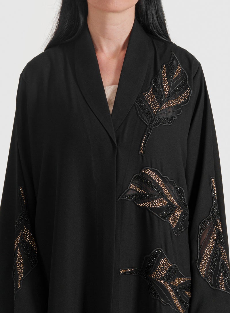 Rosette Abaya Abaya with Leaves dantil embroidery Cutting - Image 2