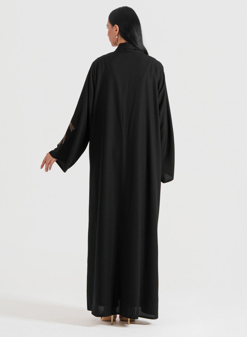 Rosette Abaya Abaya with Leaves dantil embroidery Cutting - Image 3