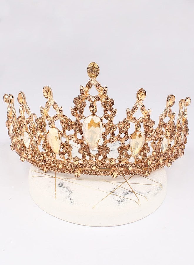 CAVETEE Champagne Gold Crowns for Women Baroque Queen Birthday Tiara Luxurious Rhinestones Crown Wedding Bridal Crown Birthday Party Headbands Princess Party Prom Tiaras and Crowns for Women - Image 4