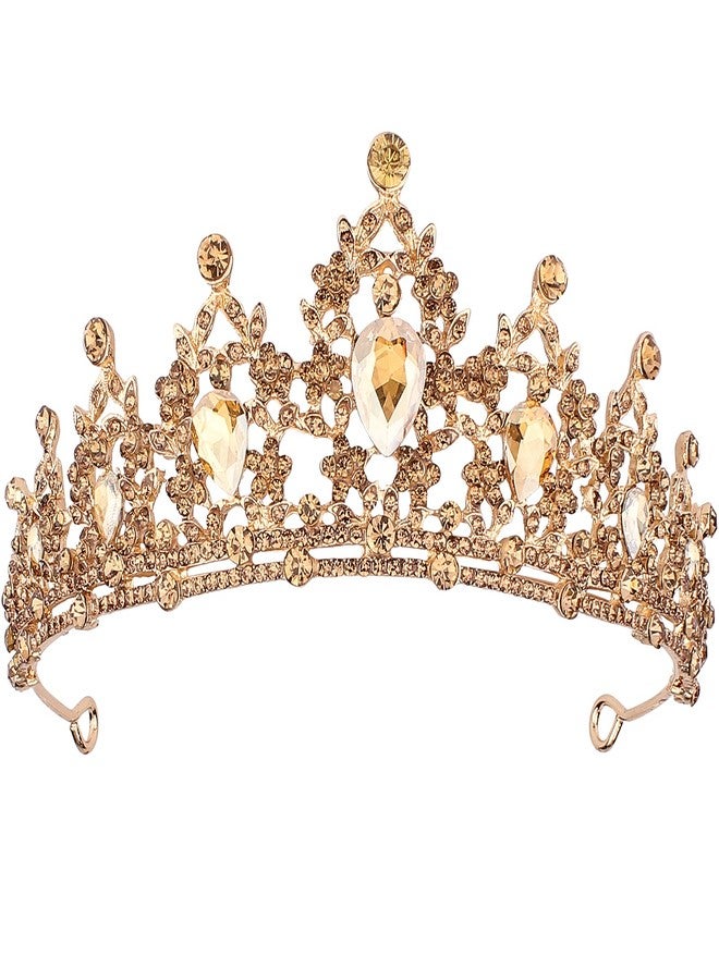 CAVETEE Champagne Gold Crowns for Women Baroque Queen Birthday Tiara Luxurious Rhinestones Crown Wedding Bridal Crown Birthday Party Headbands Princess Party Prom Tiaras and Crowns for Women - Image 1