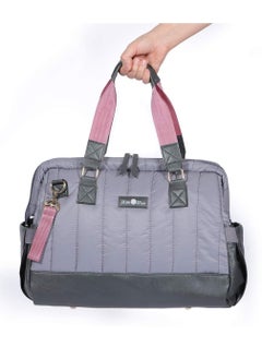 Milk&Moo Milk&Moo Tote Diaper Bag Quilted Large for Baby Care Travel Bag Hospital Bag Water Resistant Vegan Leather Heat Insulated Pockets Shoulder Bag, Dark Grey  - Image 3