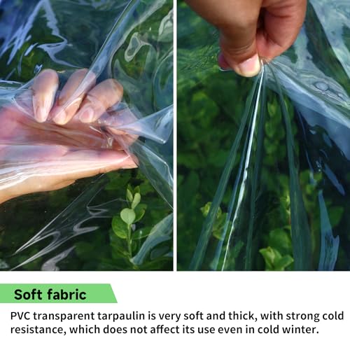 EASTARP 3'x6' 20 Mil Heavy Duty Clear Vinyl PVC Tarp,UV Resistant Glass Tarps Transparent Tarpaulin with Grommets&Reinforced Edges,Suit for Plant Greenhouse Balcony Garden Pet Hutch Roof,Full Size - Image 5