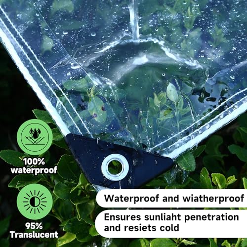 EASTARP 3'x6' 20 Mil Heavy Duty Clear Vinyl PVC Tarp,UV Resistant Glass Tarps Transparent Tarpaulin with Grommets&Reinforced Edges,Suit for Plant Greenhouse Balcony Garden Pet Hutch Roof,Full Size - Image 4