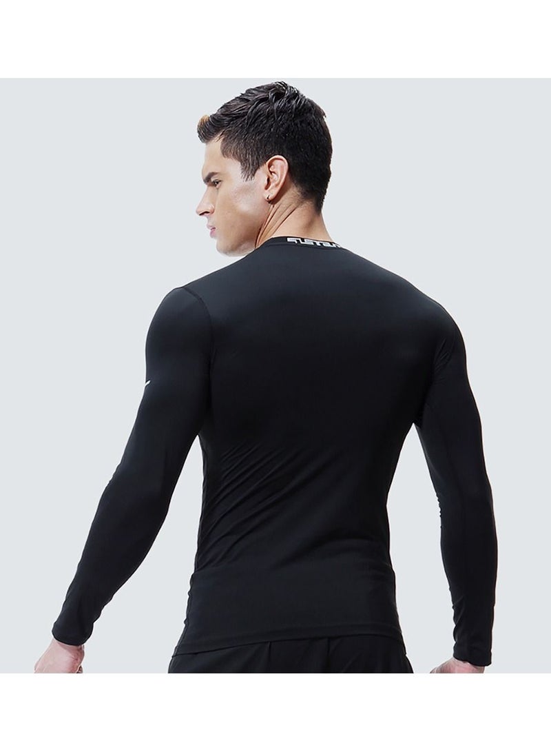 Loquat Men Sports Plus Velvet Long Sleeve T-Shirt Black  - Image 4