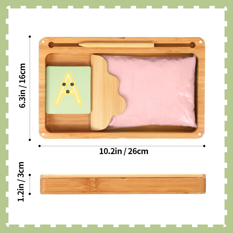 AtMini Sand Tray for Classroom Montessori Sand Tray with Lid Wooden Sand Trays for Kids Writing Letters and Numbers (Pink) - Image 5