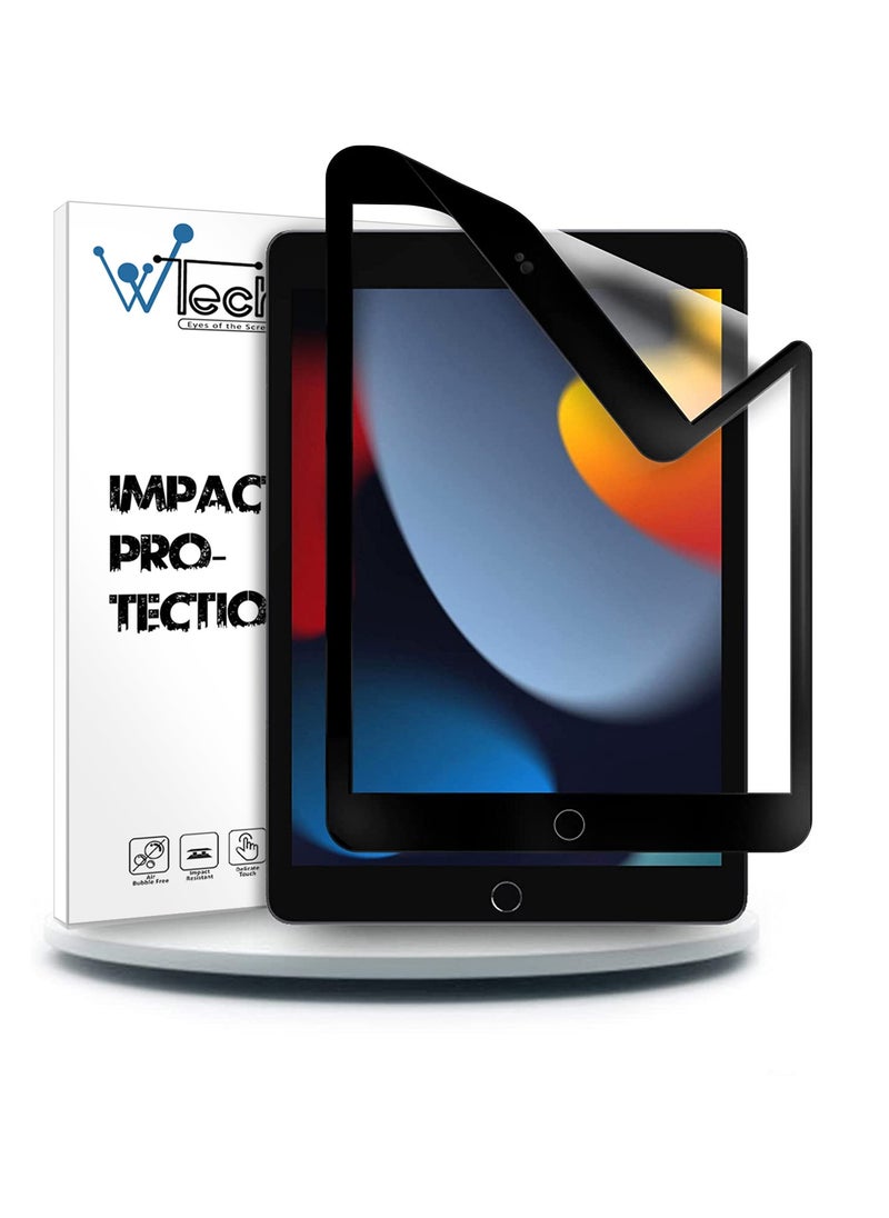 Wtech - Apple iPad 10.2 (9th Generation) 2021 Matte Ceramics 9D Anti Fingerprint Screen Protector (TSCNMN) - Clear/Black - Image 1
