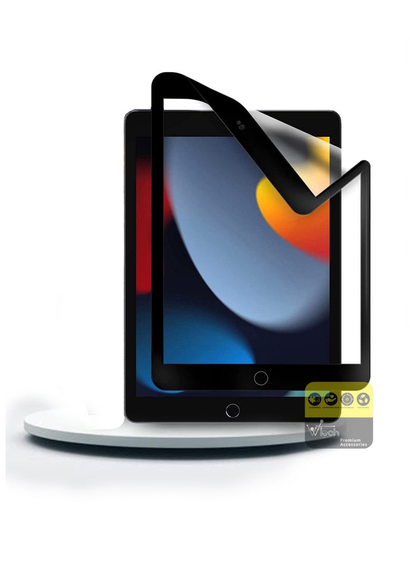 Wtech - Apple iPad 10.2 (9th Generation) 2021 Matte Ceramics 9D Anti Fingerprint Screen Protector (TSCNMN) - Clear/Black - Image 1