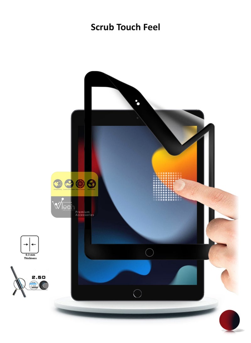 Wtech - Apple iPad 10.2 (9th Generation) 2021 Matte Ceramics 9D Anti Fingerprint Screen Protector (TSCNMN) - Clear/Black - Image 1