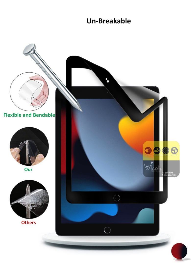 Wtech - Apple iPad 10.2 (9th Generation) 2021 Matte Ceramics 9D Anti Fingerprint Screen Protector (TSCNMN) - Clear/Black - Image 1