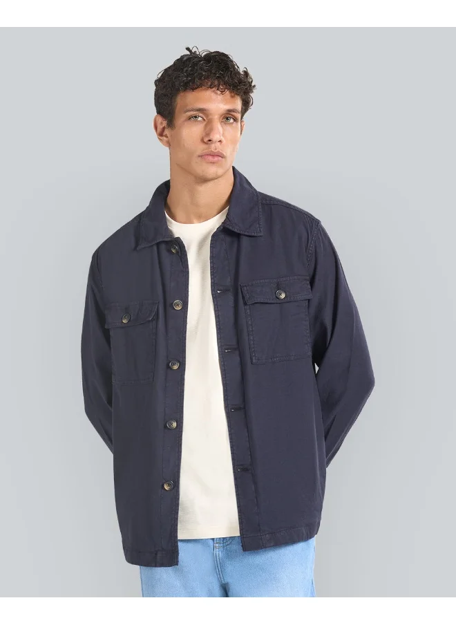 غانت Regular Fit Cotton Linen Overshirt