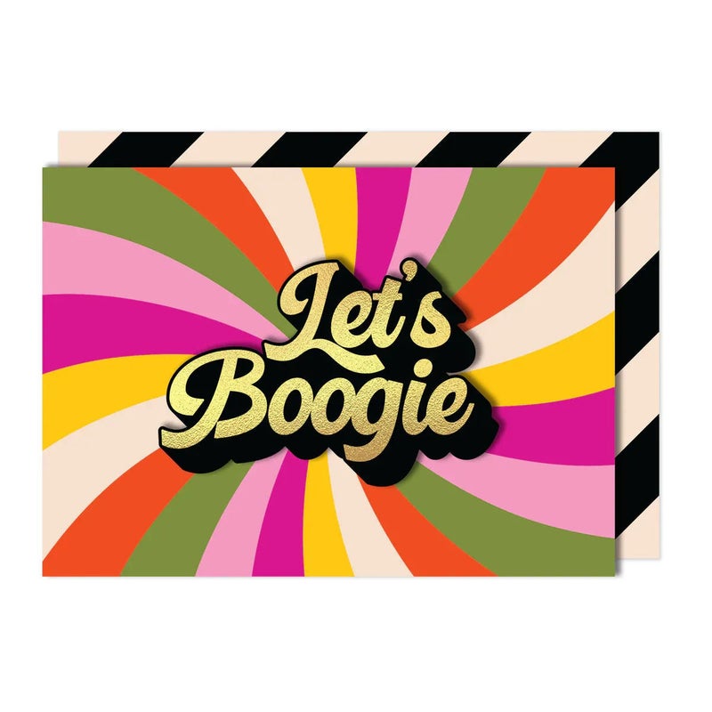 Tache Birthday Greeting Card Blank Inside, Let's Boogie Party Design - Image 1