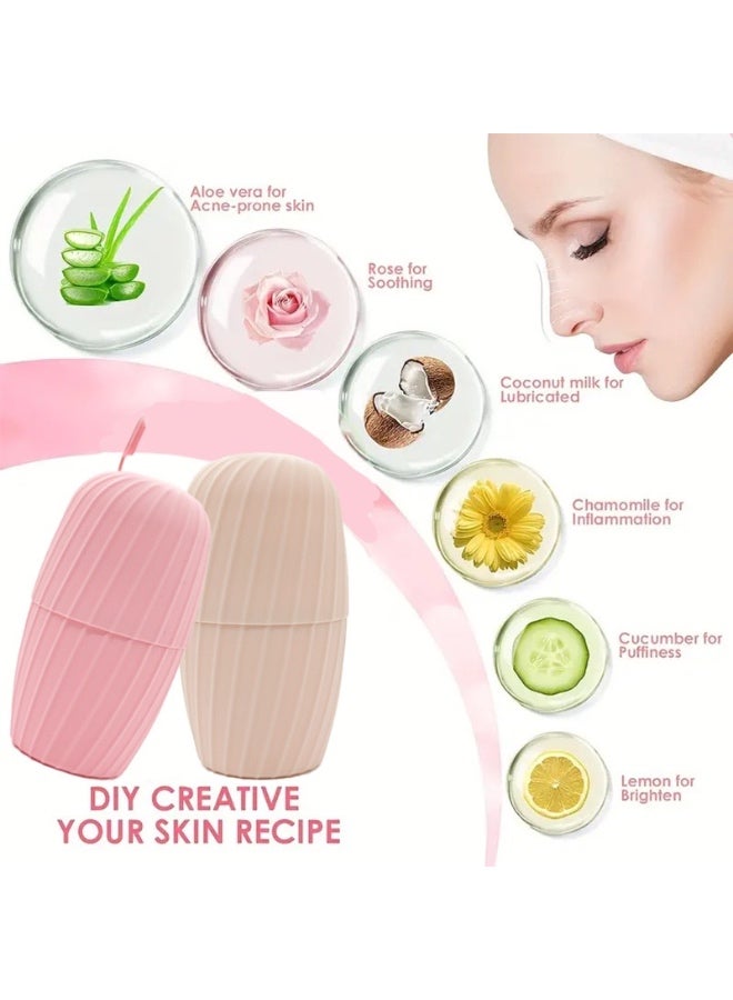 Ice Face Roller, Reusable Silicone Mold Face Massage Eye Facial Beauty Skin Care Tools Apply Ice for Shrink Pores Anti Wrinkle Reduce Puffiness Improve Skin Elasticity, Striped - Image 2