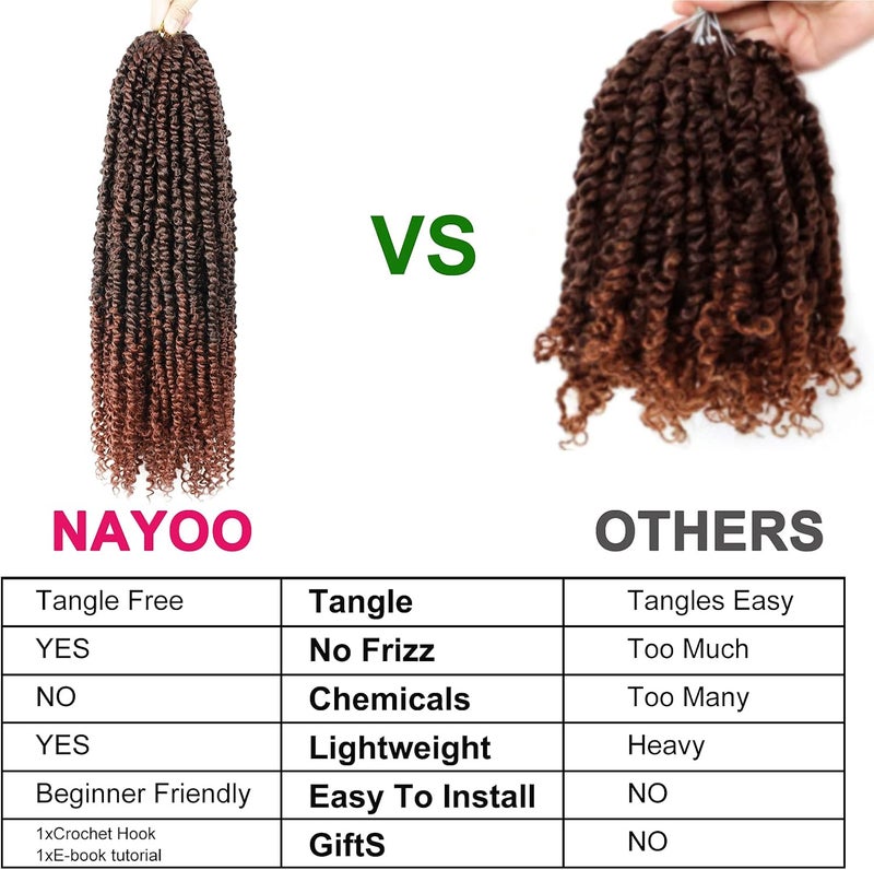 NAYOO Passion Twist Hair - 8 Packs 18 Inch Passion Twist Crochet Hair For Black Women, Crochet Pretwisted Curly Hair Passion Twists Synthetic Braiding Hair Extensions (18 Inch 8 Packs, T350) - Image 5